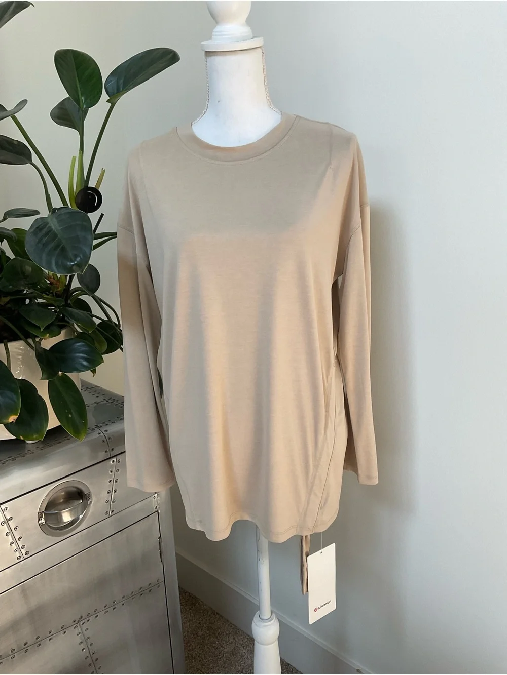 lululemon athletica Long-Sleeve Crewneck Top in Light Beige